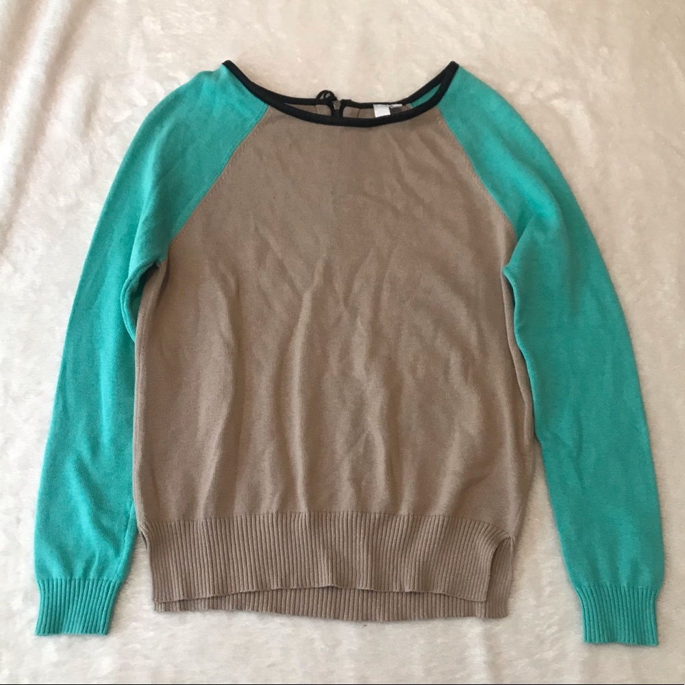 Crew Neck Sweater: Back Zipper & Leather Detailing